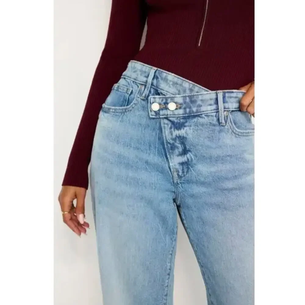 Good American Good Ease Relaxed Jean Crossover Waistband Size 10 - Picture 4 of 9